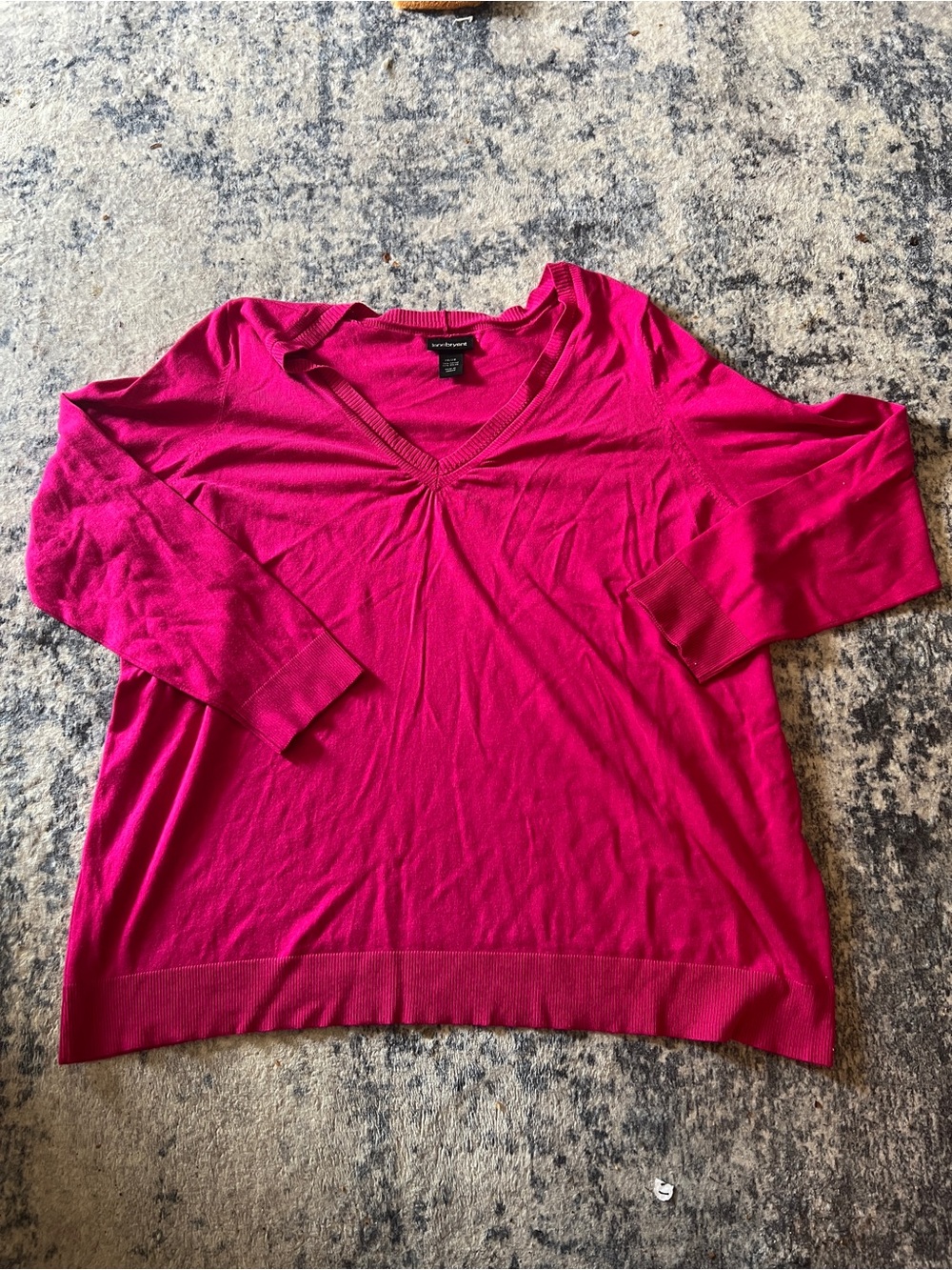 Lane Bryant Women's Hot Pink V-Neck Pullover Sweater